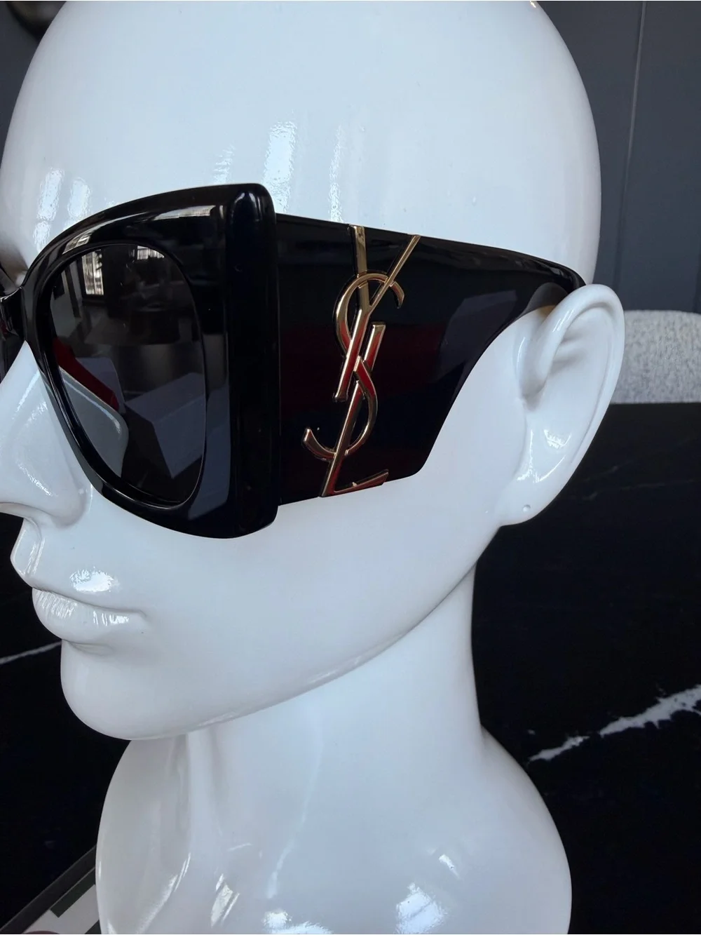 Yves Saint Laurent Glossy Black Oversized Cat-Eye Sunglasses